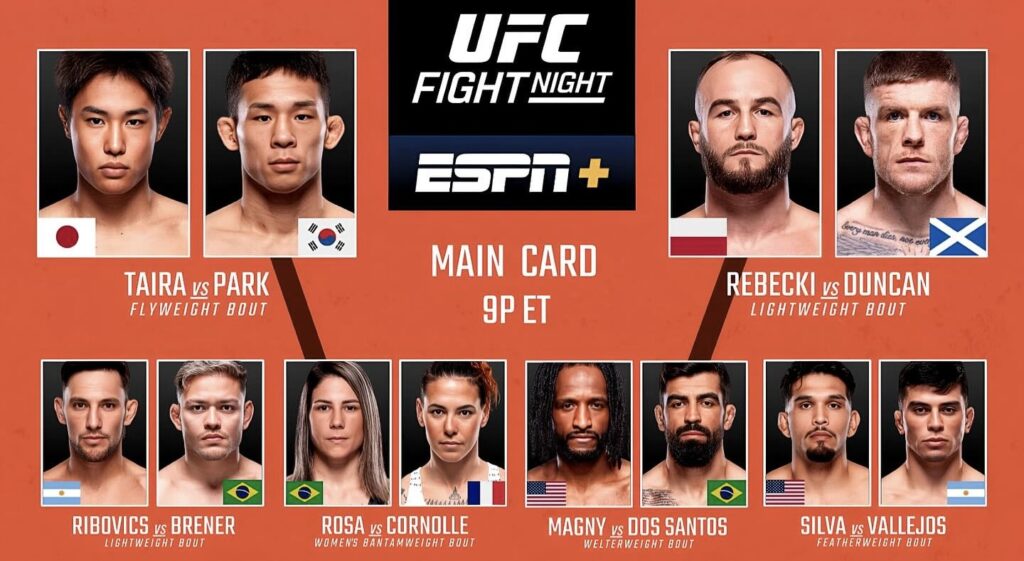 UFC Fight Night: Taira vs. Park - Cartelera y Horarios En Vivo