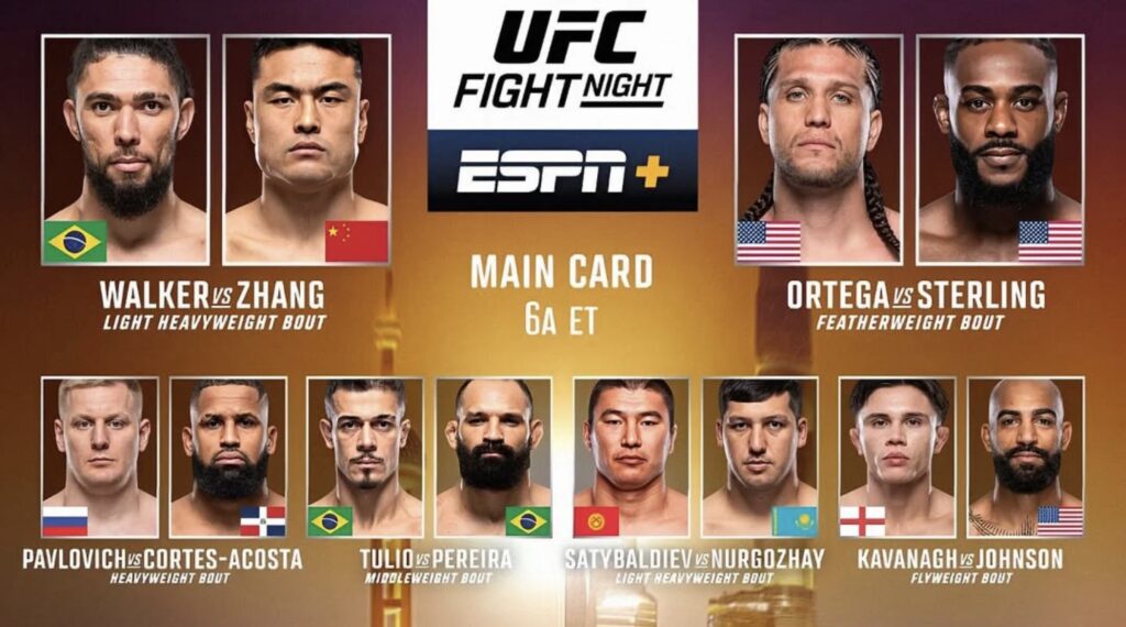 UFC Fight Night: Walker vs. Zhang – Cartelera y Horarios En Vivo